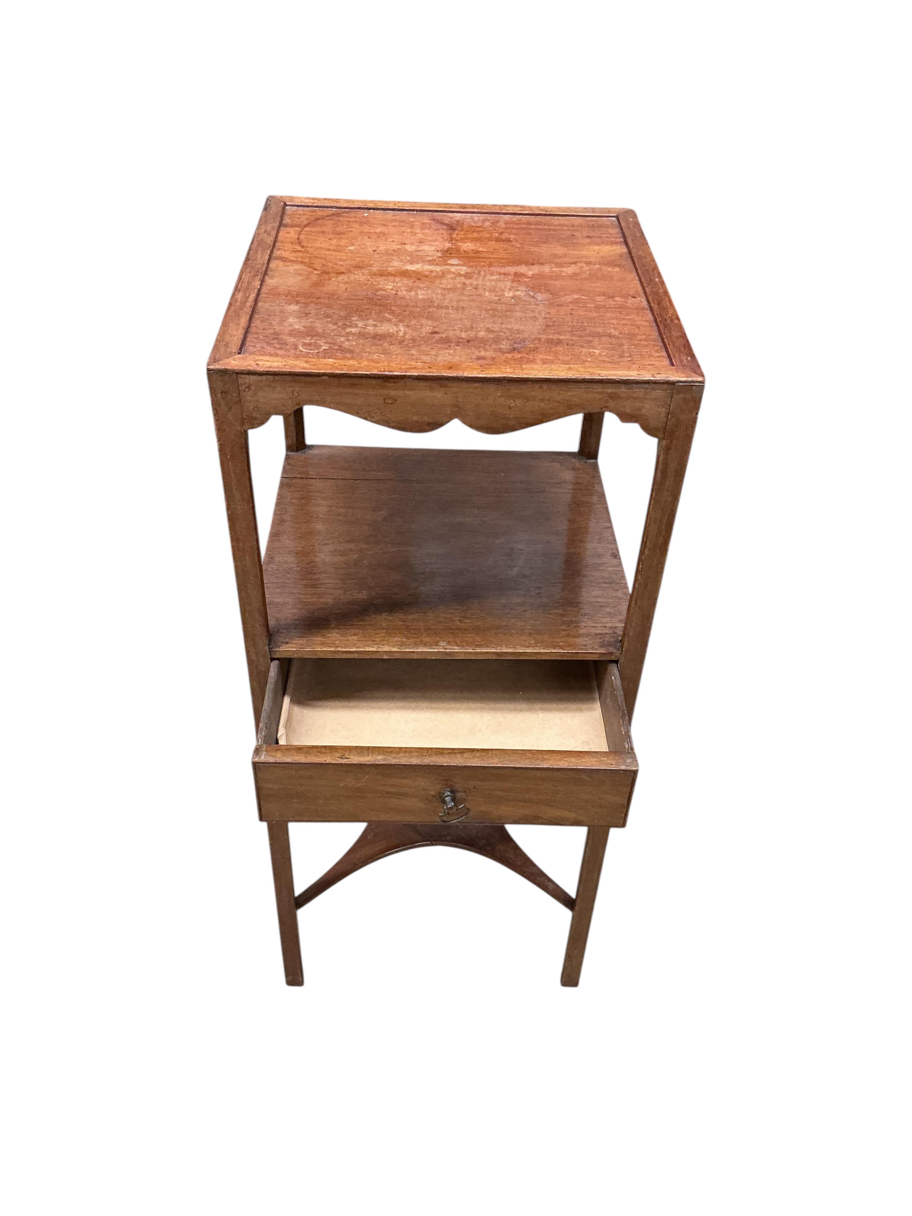 Two George III mahogany wash stands, larger width 33cm, depth 33cm, height 77cm